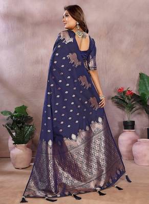 Dark Purple Color Gala weaving Banarasi Art Silk Saree 4