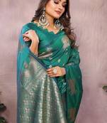 Emerald Green Color Gala weaving Banarasi Art Silk Saree