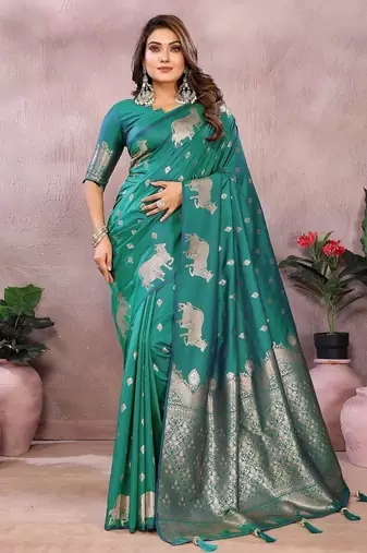 Emerald Green Color Gala weaving Banarasi Art Silk Saree