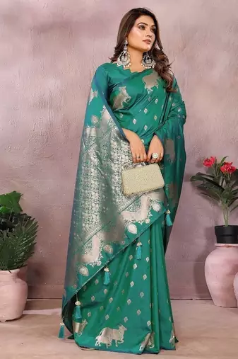 Emerald Green Color Gala weaving Banarasi Art Silk Saree