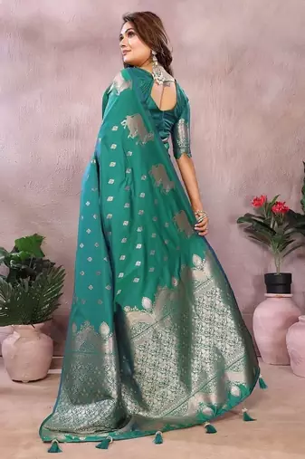 Emerald Green Color Gala weaving Banarasi Art Silk Saree