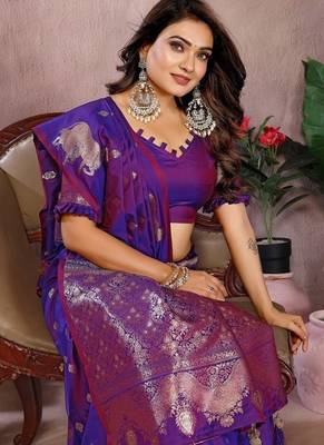 Purple Color Gala weaving Banarasi Art Silk Saree 1