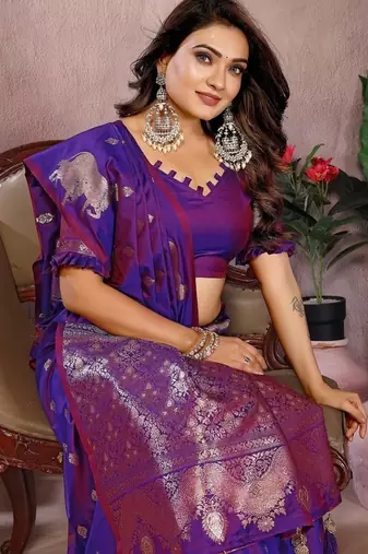 Purple Color Gala weaving Banarasi Art Silk Saree