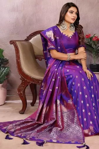 Purple Color Gala weaving Banarasi Art Silk Saree
