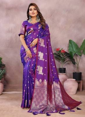 Purple Color Gala weaving Banarasi Art Silk Saree 3