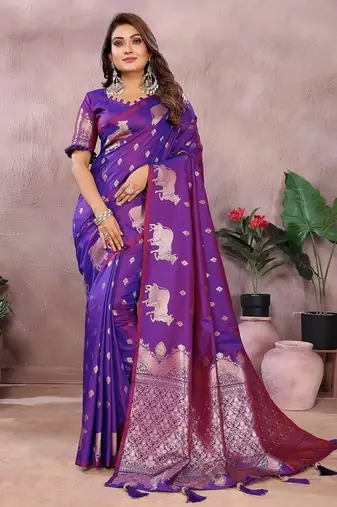 Purple Color Gala weaving Banarasi Art Silk Saree