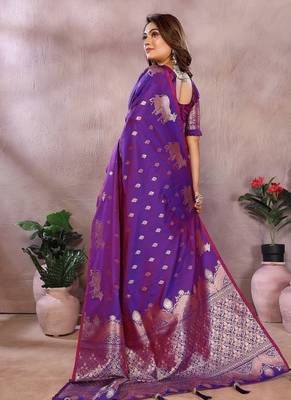 Purple Color Gala weaving Banarasi Art Silk Saree 4