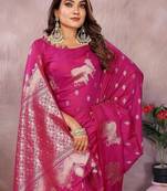 Rani Pink Color Gala weaving Banarasi Art Silk Saree