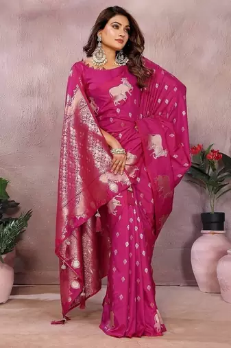 Rani Pink Color Gala weaving Banarasi Art Silk Saree