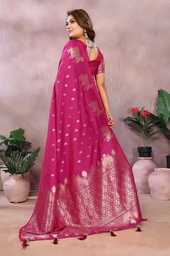 Rani Pink Color Gala weaving Banarasi Art Silk Saree