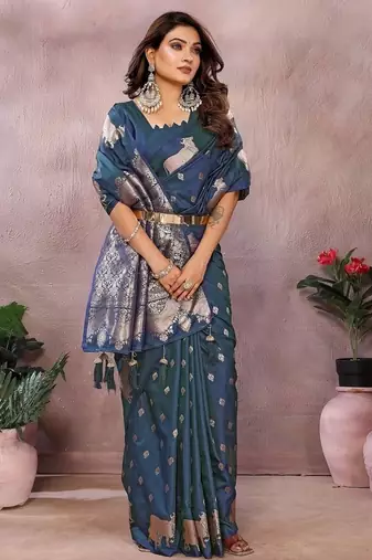 Teal Color Gala weaving Banarasi Art Silk Saree