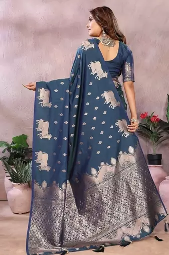 Teal Color Gala weaving Banarasi Art Silk Saree