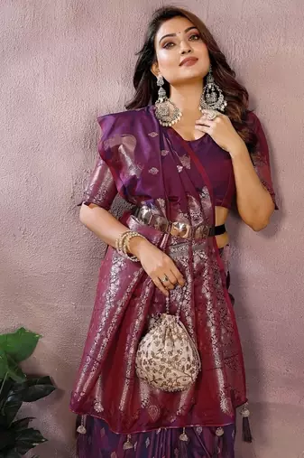 Wine Color Gala weaving Banarasi Art silk Saree