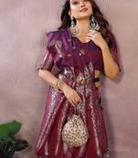 Wine Color Gala weaving Banarasi Art silk Saree