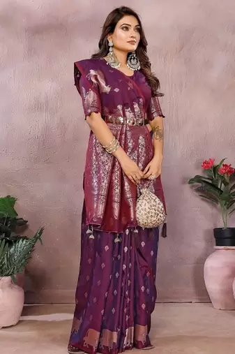 Wine Color Gala weaving Banarasi Art silk Saree