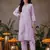 Hand embroidered lavender cotton lucknowi chikankari co-ord set