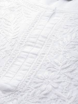 Hand embroidered white cotton lucknowi chikankari straight kurta with palazzo 5