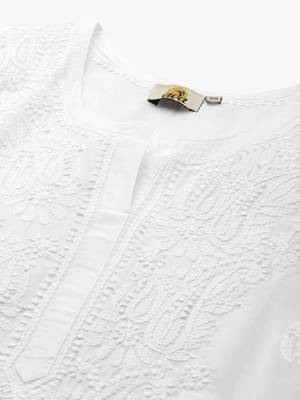 Hand embroidered white/black cotton lucknowi chikankari kurta set 5