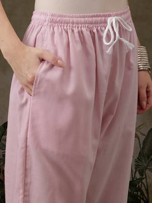 Hand embroidered pink cotton lucknowi chikankari co-ord set 8
