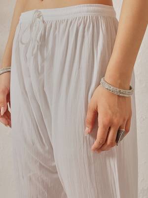 Hand embroidered white cotton lucknowi chikankari co-ord set 7