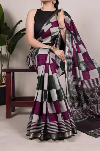 Timeless Grace Chanderi Printed Saree with Majestic Temple Border