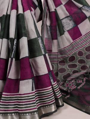 Grace Chanderi Printed Saree with Majestic Temple Border 3