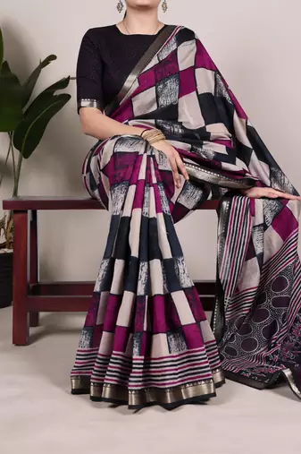 Timeless Grace Chanderi Printed Saree with Majestic Temple Border