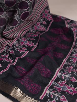 Grace Chanderi Printed Saree with Majestic Temple Border 4