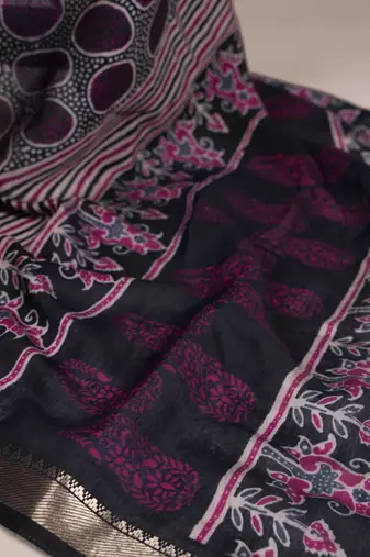 Grace Chanderi Printed Saree with Majestic Temple Border