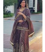 Lavender Sequins Embroidery Work Top Palazzo Set 