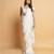 White georgette plain saree with embroidered blouse & belt