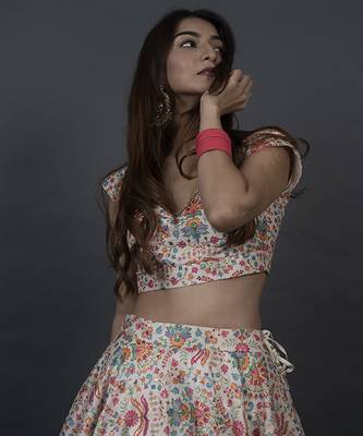 white Silk printed Lehenga 5