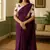 Purple khadi cotton plain saree with stiched blouse