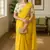 Yellow khadi cotton plain saree with stiched blouse