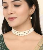 Pearl beaded necklace & earring set for women