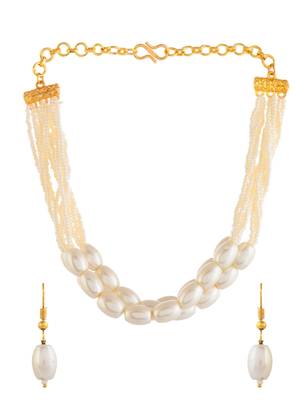 Pearl beaded necklace & earring set for women 3