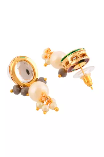 Gold-toned pearl beaded bracelet & earrings set