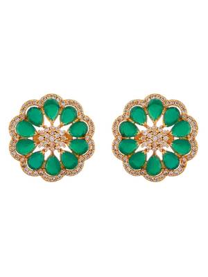 Green beaded floral necklace & earring set for women 4