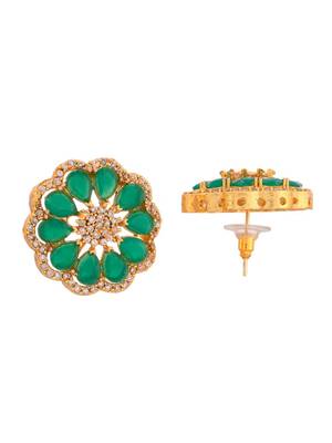 Green beaded floral necklace & earring set for women 5