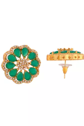 Green beaded floral necklace & earring set for women