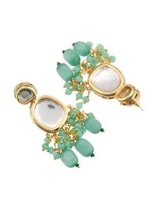 Green beaded gold necklace & earrings set for women 5