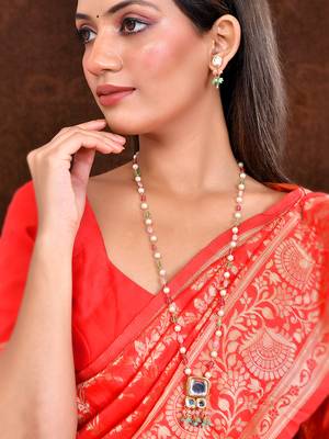 Long layered multi beaded kundan with pearl jewellery set 1