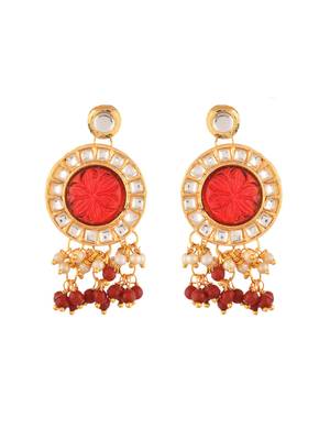 Multi-strand pearl & red bead necklace with earrings 5