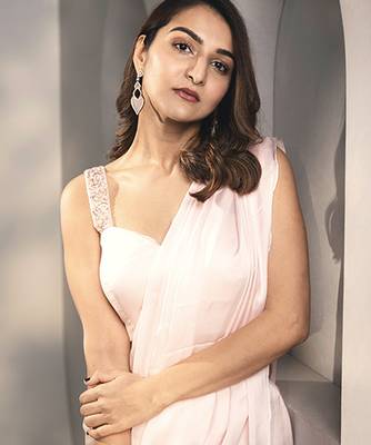 White satin plain saree with embroidered blouse 2