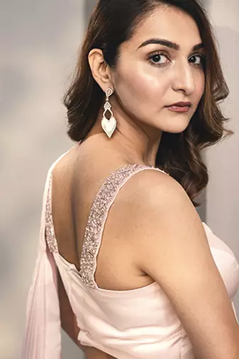 White satin plain saree with embroidered blouse