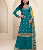  green chinon straight suit for women ethnic wear