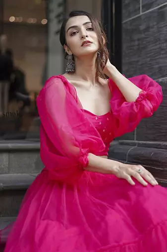 pink net plain Lehenga