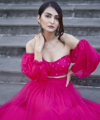 pink net plain Lehenga 5
