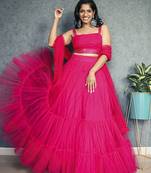 pink net plain Lehenga