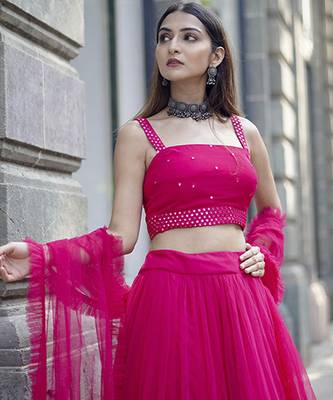 pink net plain Lehenga 3